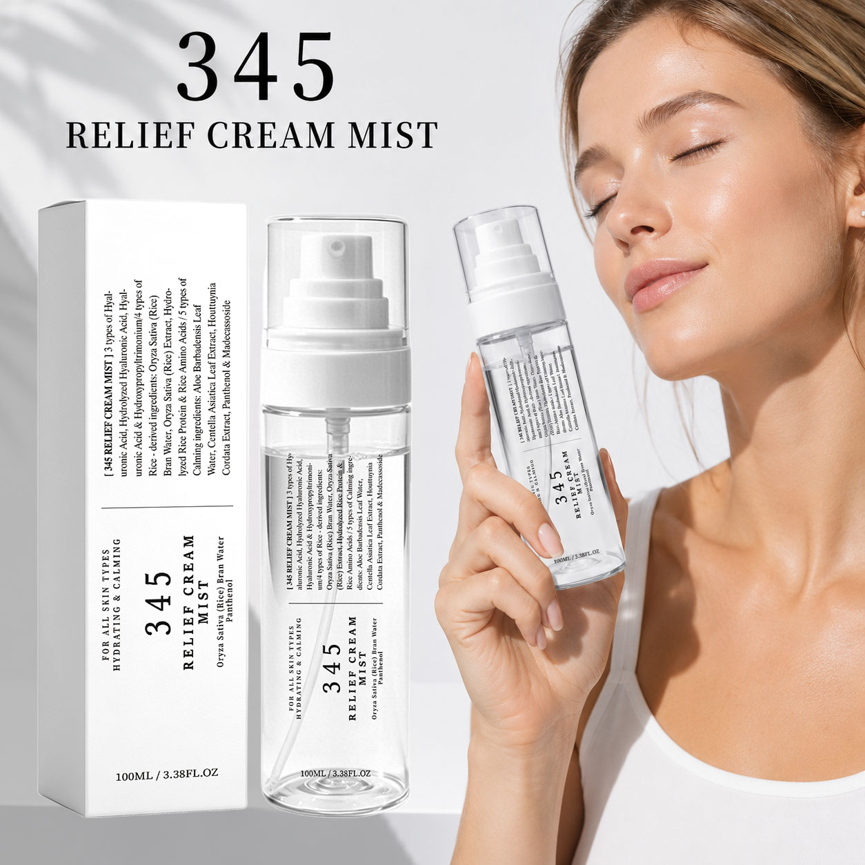 Korean Skincare Routine - 345 รีลีฟ ครีม มิสท์ ผลิตภัณฑ์บำรุงผิวจากเกาหลี ช่วยเติมความชุ่มชื้นทันที