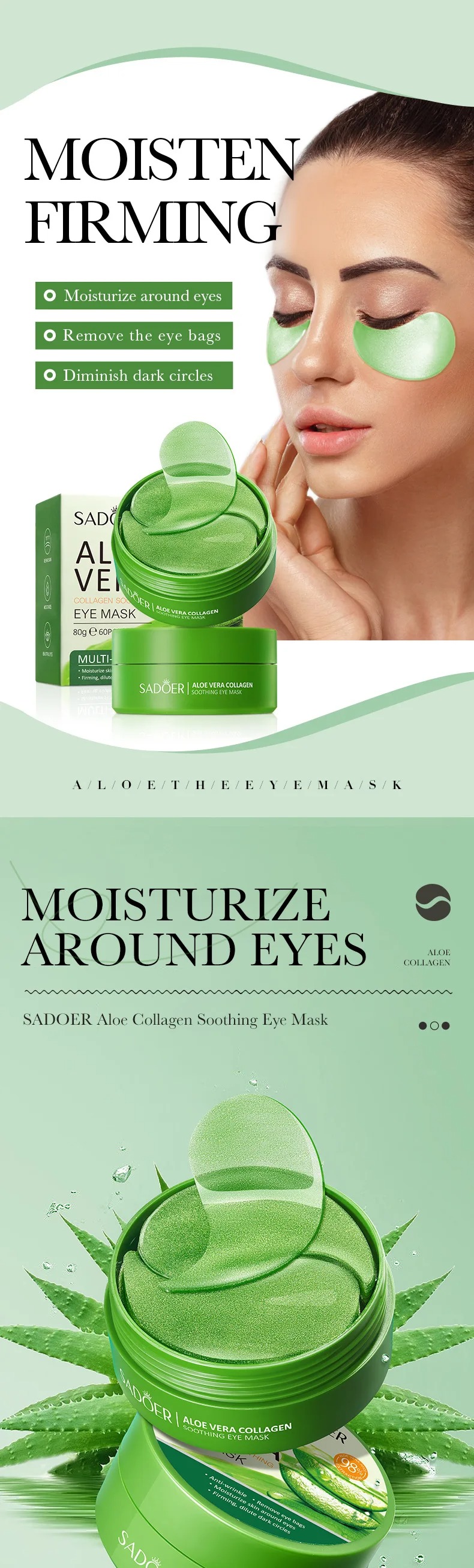 60pcs Aloe Vera Collagen Eye M - Sheet Mask Collagen บทวิจารณ์และราคา