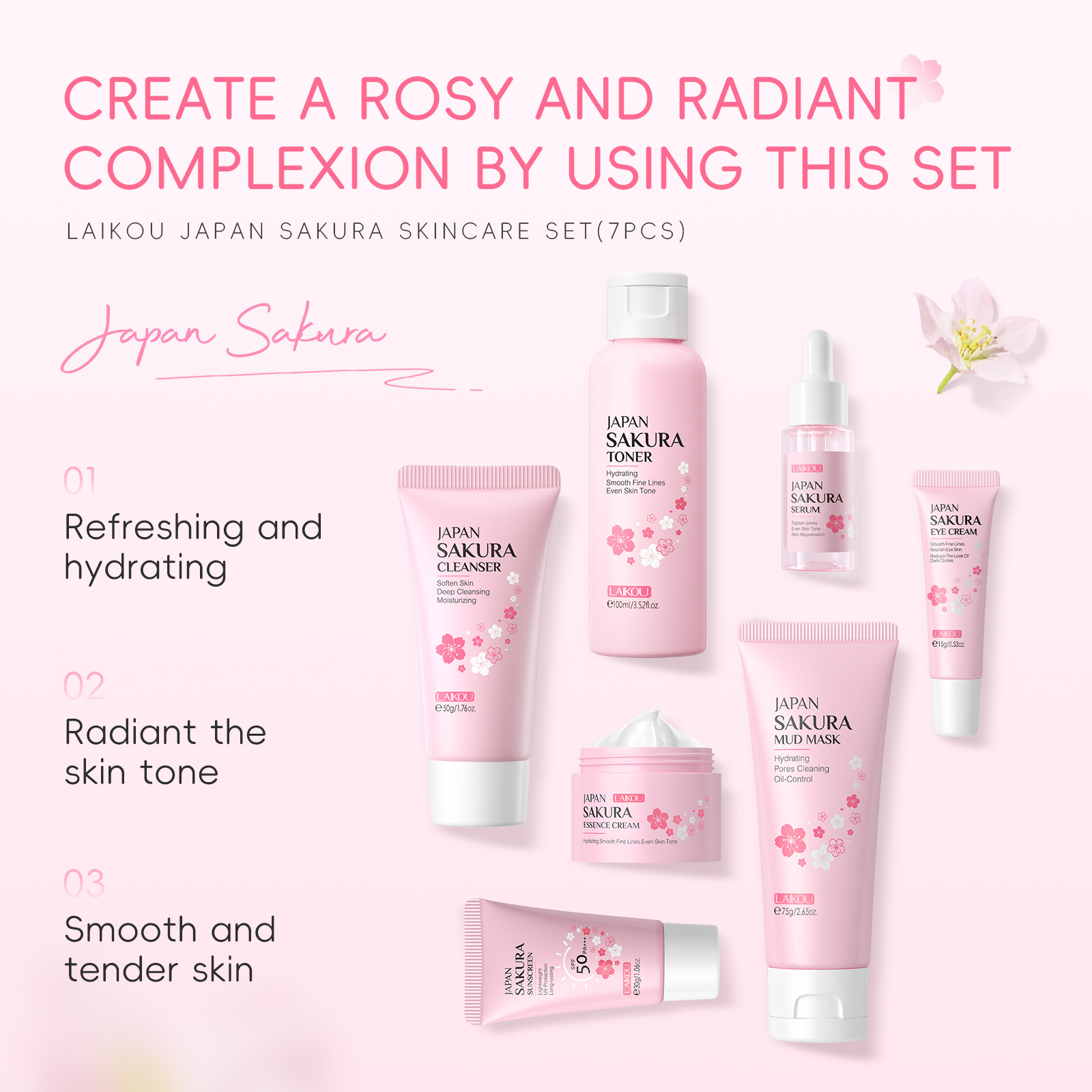 ชุดผลิตภัณฑ์ดูแลผิวหน้าซากุระเ - Korean Skincare Routine บทวิจารณ์และราคา